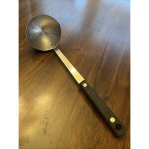 Vintage Ace Kitchen Stainless Steel Soup Ladle, Black Handle, Made in USA, Chef